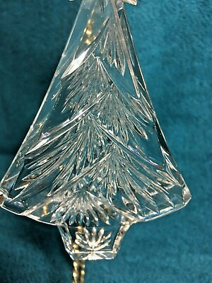 Waterford 2015 Clear Crystal Christmas Tree Ornament w Gold Ribbon