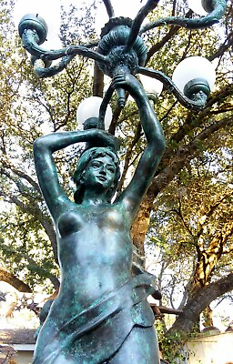 🌟RARE🌟 Antique cast bronze sea nymph statue light post e. Rossi art nouveau