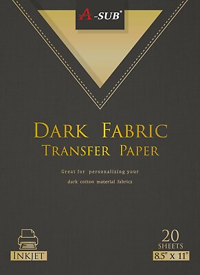 A SUB Inkjet Printable Iron On Heat Transfer Paper Dark Light Fabric 20 Sheets