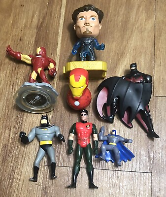 7 Pcs Action Figures Toy Mix Super Heroes Iron Man Batman Robin Vintage SALE