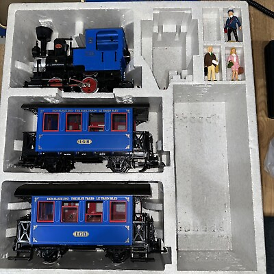 #ad LGB G Lehmann 2020 The BLUE Train Locomotive 0 4 0 With Passenger Cars figures