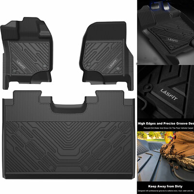 Lasfit Floor Mats Liners for Ford F150 2015 2023 Super Crew Cab All Weather TPE