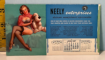 1962 Gil Elvgren Mutoscope Risque Pinup Blotter Card quot;Playful Moodquot;