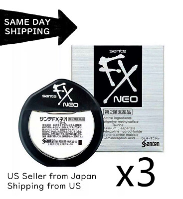 SANTE FX NEO Cool Redness Japanese Eye Drops SUPER COMFORT Set of 3 Big Sale US