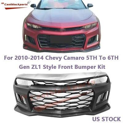 #ad For 10 14 Chevy Camaro 5th To 6th Gen 2014 2015 ZL1 Style Front Bumper Cover Kit