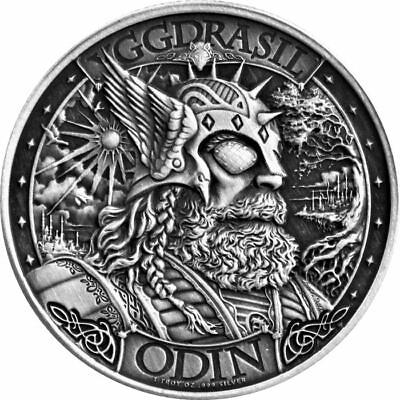 ANTIQUE Asgard ODIN 1 troy oz Fine Silver Round Mythical Cities Series IN STOCK