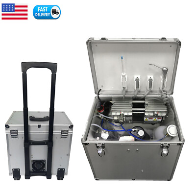 #ad Portable Dental Delivery Unit Mobile Case Air Compressor Three Syringe Suction
