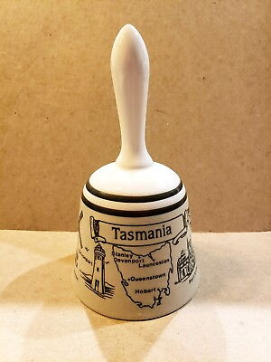 #ad Vintage Bell Tasmania Australia RARE Ceramic Souvenir Island History amp; Map Japan