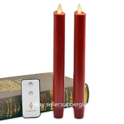 Luminara Taper Flameless Wax LED Candle Lights Battery Operated with Timer 2PCS