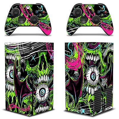 #ad Skin Wrap FOR XBOX SERIES X Gaming Console2 Controller Sticker Decal Frenzy Grn