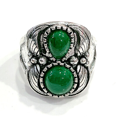 Boho Women 925Silver Retro Turkish Handmade Turquoise Ring Jewelry Gift Size6 10