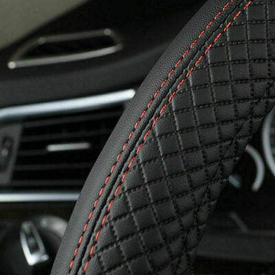 #ad Universal Car Accessories Steering Wheel Cover Black Leather Anti slip 15quot; 38cm