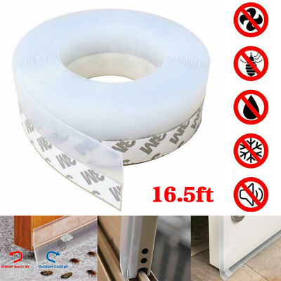 #ad 16FT Door Seal Strip Weather Stripping Self Adhesive Bottom Sweep Stopper Rubber