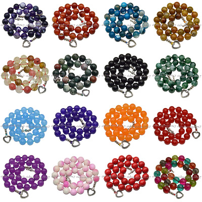 #ad Natural 6 8 10 12 14mm Round Multicolor Gemstone Beaded Jewelry Necklace 18#x27;#x27;