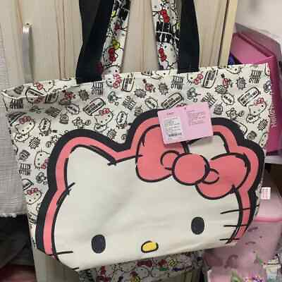 #ad Black Hello Kitty printing Handbag Large capacity Cute girls Duffle Bag Suitcase