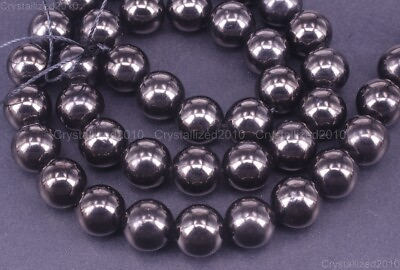 #ad Natural Black Jet Stone Gemstone Round Loose Spacer Beads 4mm 6mm 8mm 10mm 15.5quot;