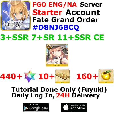 #ad ENG NA INST FGO Fate Grand Order Starter Account 3SSR 440SQ