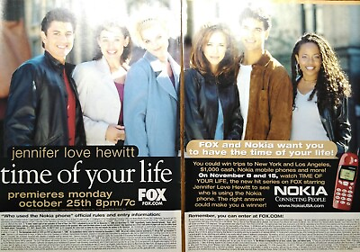 1999 Print Ad 90s Fox Time of Your Life TV Show Jennifer Love Hewitt Nokia Phone