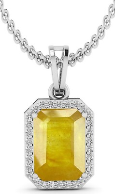 #ad 5.50 Carat Natural Quality Yellow Sapphire Pendant Locket Silver Girl And Women