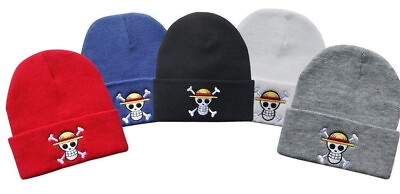 #ad #ad Anime One Piece Knit Hat Luffy Skull Logo Print Beanie Cosplay Chopper Cap Gifts
