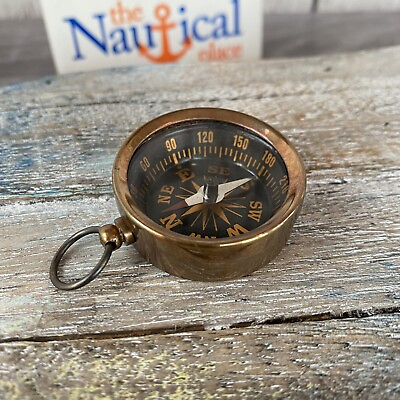 Antique Finish Brass Pocket Compass Old Vintage Style Nautical Keychain