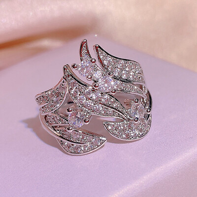Gorgeous Women 925 Silver Cubic Zirconia Rings Wedding Jewelry Size 6 10