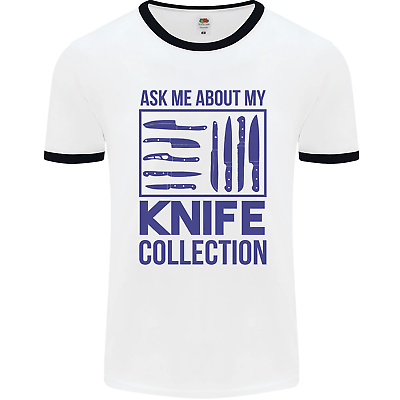 Ask About My Knife Collection Funny Chef Mens Ringer T Shirt