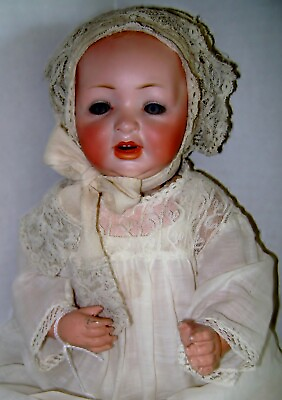 #ad Antique German Quality Bisque head Baby doll Hertel Schwab 151 blue slp eyes 14quot;