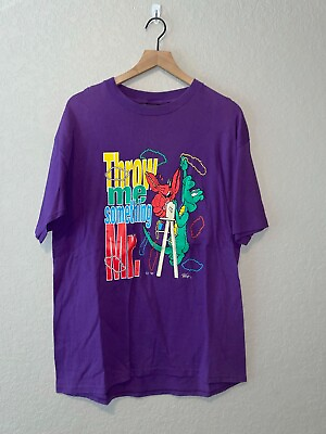 #ad 1997 Vintage Mardi Gras Throw Me Something Mr. Party Single Stitched Shirt VTG