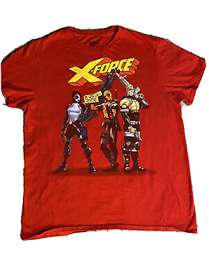 X Force Marvel Deadpool Domino Cable Men#x27;s Medium I’m with Stupid Red T Shirt