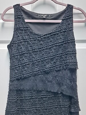 #ad Black Lace Dress Anne French Size M