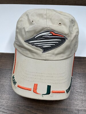 Miami Hurricanes Beige Vintage Hat Cap Adjustable Back HMI Captains Collection