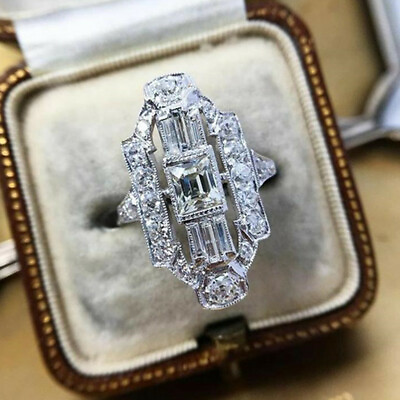 Creative 925 Silver Filled Ring Cubic Zircon Jewelry Women Wedding Ring Sz 6 10
