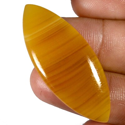 #ad 42.10 Cts 100% Natural Yellow Lace Agate Cabochon 19 x 46 mm Loose Gemstone JR48