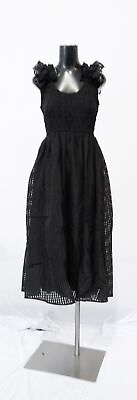 #ad Entro Women#x27;s Sleeveless Ruched Bust Round Neck Midi Dress AR8 Black Large NWT