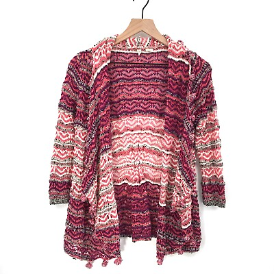 #ad MOTH Cotton Wool Blend Tassel Trimmed Cardigan Sweater boho Pink Purple M womens
