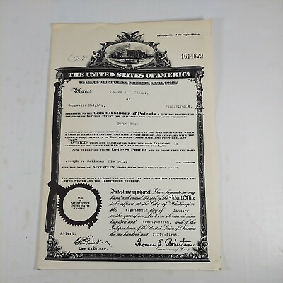 1927 Patent Grant Document Reproduction For Improved Airplane Propellers