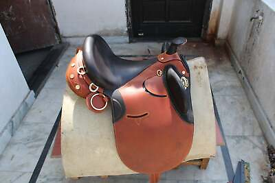 #ad New Australian Stock Leather Saddle With Horn Matching Girth Size Free Shipping