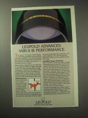 #ad 1985 Leupold Vari X III Scopes Ad Performance