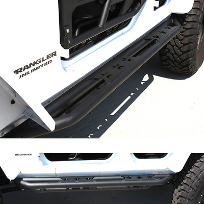 #ad Tubular With Step Armor Rock Slider Rocker Guard Nerf for 07 18 Jeep JK Wrangler
