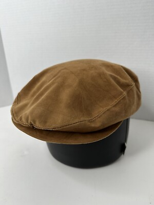 VINTAGE Stevens Newsboy Hat Cap Brown Leather Size Medium
