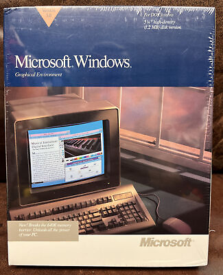 Microsoft Windows 3.0 NEW SEALED VINTAGE 5.25quot; Version for DOS Floppy Disk Rare