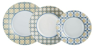 #ad Luminarc L3660 18 Pcs Dinnerware Set Tempered Glass Round Plates Set for 6