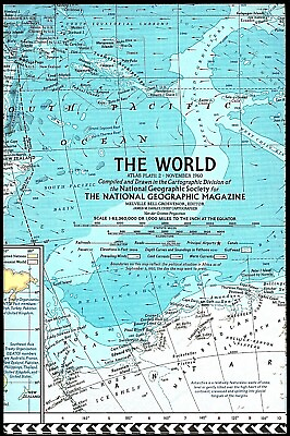 #ad #ad 1960 11 November Vintage Map of THE WORLD National Geographic Society B A