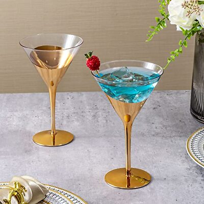 Copper Toned Accent Martini Glasses Metallic Angled Cocktail Glass Set of 2