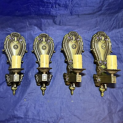 Set Of Four 4 Rare antique wall sconces Beautiful Finish Brass 148D