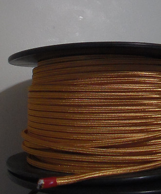 Gold Rayon Covered Parallel Lamp Cord Wire Antique Vintage Style Sold Per Ft.