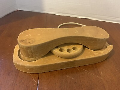 #ad Vintage wood dial childs toy phone Crusaver Toys USA Rotary Y2K 90s Rare 80s