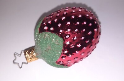 #ad Vintage Glass Christmas Ornament Strawberry