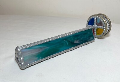 Nice quality vintage hand blown art studio stained leaded glass kaleidoscope toy